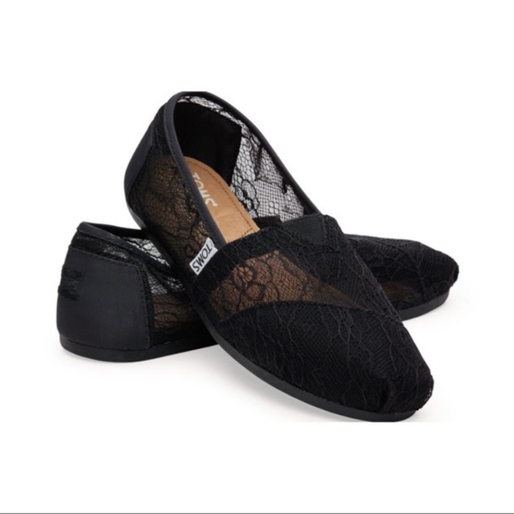 Black Lace Toms Flats